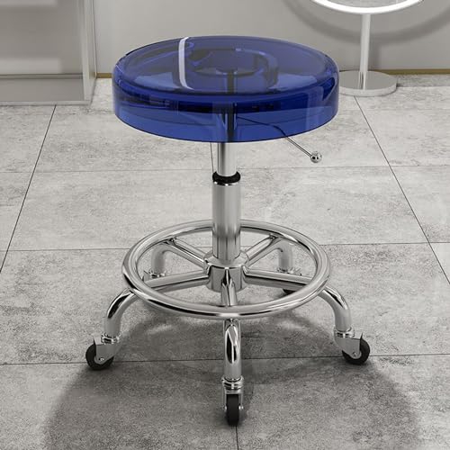 Rollhocker aus Acrylmaterial, solides Rad, strapazierfähig, Drehhocker, Hebestuhl für Bar, Labor, Büro, Barbier, Küche und Geschäft, Blau Rollhocker aus Acrylmaterial, solides Rad, strapazierfähig, Drehhocker, Hebestuhl für Bar, Labor, Büro, Barbier, Küche und Geschäft, Blau von FKFKFFF