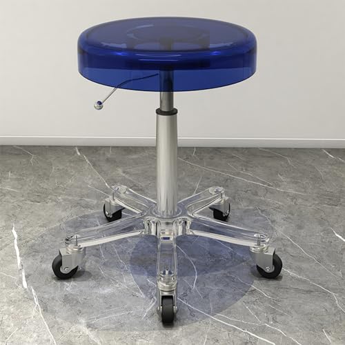 Rollhocker aus Acrylmaterial mit Eisenrad, Höhenverstellung, strapazierfähig, für Bar, Labor, Büro, Barbier, Küche und Geschäft, Blau Rollhocker aus Acrylmaterial mit Eisenrad, Höhenverstellung, strapazierfähig, für Bar, Labor, Büro, Barbier, Küche und Geschäft, Blau von FKFKFFF