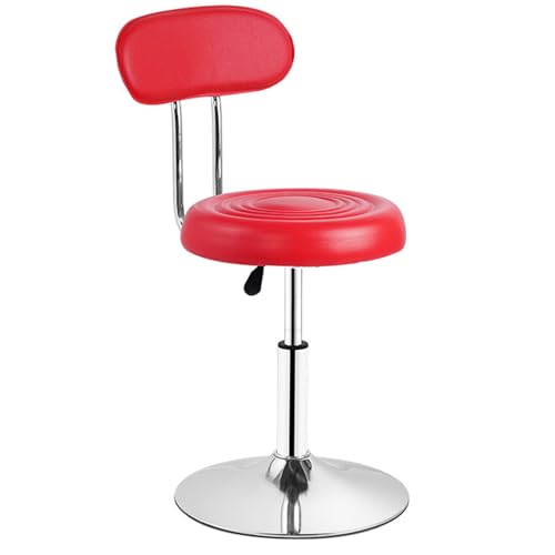 Schwerer, drehbarer Barhocker mit Rückenlehne, höhenverstellbar, modernes PU-Leder, Thekenhocker, Barstuhl für Theken, Friseure, Schönheitssalon, Labor, Spa, Salon, Massage (rot) von FKFKFFF