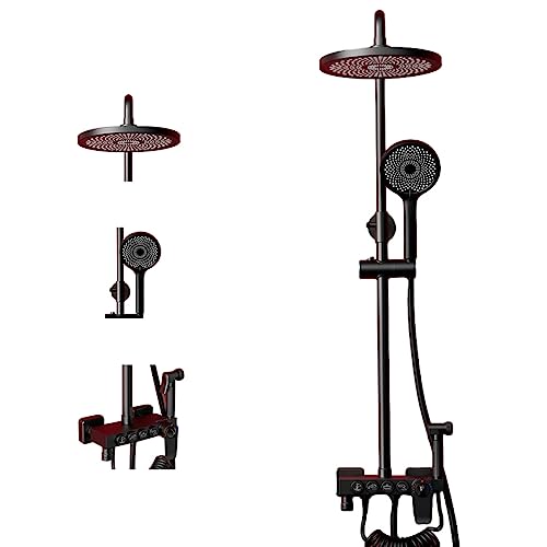 Thermostat-Duschsystem, Wandmontage, Regenmischer, Duschset, höhenverstellbare Duscharmatur mit Regenduschkopf, 3 Modi, Handbrause (Farbe: rund, Größe: B) (rund B) von FKFKFFF