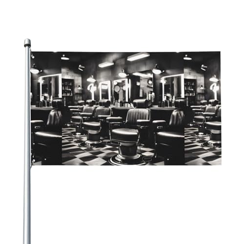 Barber Shop Monochromer Stil Druck Outdoor Flagge für Terrasse, Rasen, Party-Dekoration, zeigen Sie stolz Ihren Stil von FKGKDF