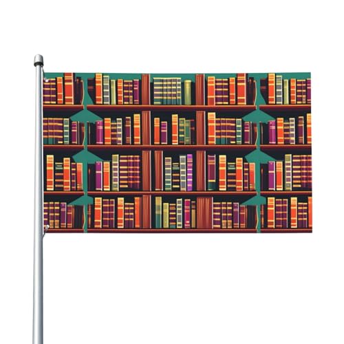 Bibliotheks-Bücherregal-Druck, Outdoor-Flagge, für Terrasse, Rasen, Party-Dekoration, zeigen Sie stolz Ihren Stil von FKGKDF