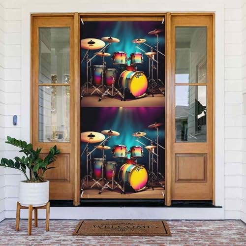 Coole Trommeln Set Druck Tür Abdeckung Banner Wiederverwendbare Feiertagsdekoration für Halloween, Weihnachten, Partys Coole Trommeln Set Druck Tür Abdeckung Banner Wiederverwendbare Feiertagsdekoration für Halloween, Weihnachten, Partys von FKGKDF