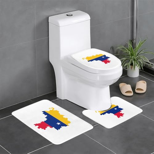 FKGKDF 3-teiliges Badezimmerteppich-Set mit Venezuela-Flagge, gut für Zuhause, Badezimmer und Ferienhäuser von FKGKDF