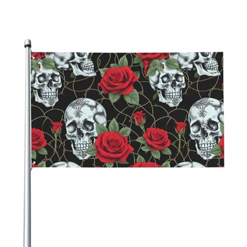Flagge mit Totenkopf und roter Rose, für Terrasse, Rasen, Party-Dekoration, zeigen Sie stolz Ihren Stil von FKGKDF