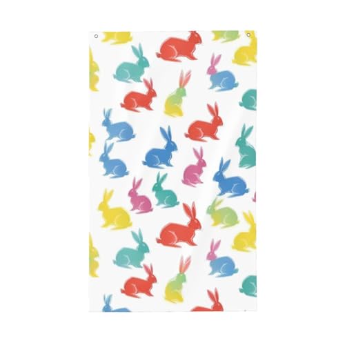 Hasen springen Laufen Druck Dekorative Gartenflagge Polyester Lebendiger Druck Bereit für Feiertage & Partys von FKGKDF