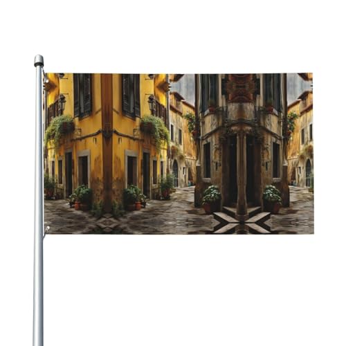 Italienische Flagge mit altem Straßendruck, für Terrasse, Rasen, Party-Dekoration, zeigen Sie stolz Ihren Stil von FKGKDF