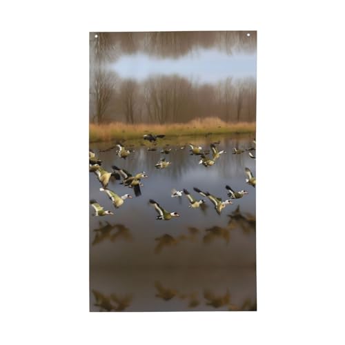 Jagd fliegende Wilde Enten Druck Dekorative Gartenflagge Polyester Lebendiger Druck Bereit für Feiertage & Partys von FKGKDF