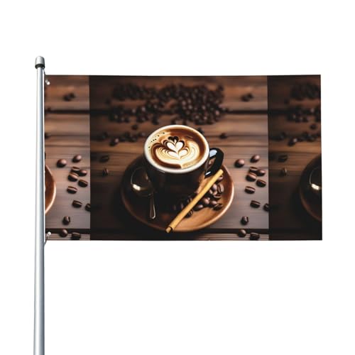 Köstliche Herz-Kaffee-Druck Outdoor-Flagge für Terrasse, Rasen, Party-Dekoration, zeigen Sie stolz Ihren Stil von FKGKDF