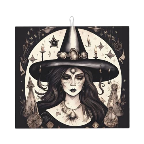 Magic Witch Witchcraft Bohemian Print Absorbent Kitchen Drying Mat With Hanging Loop For Counters & Displays Decorative von FKGKDF