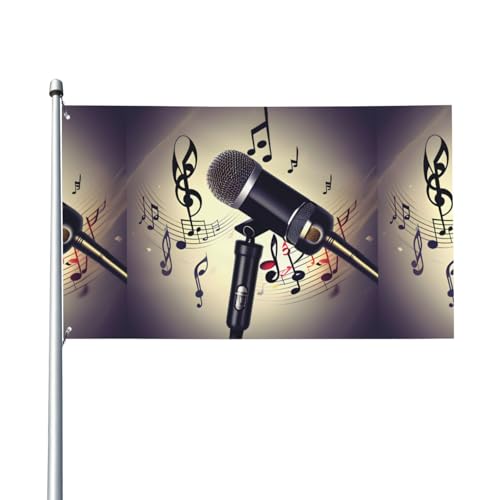 Mikrofon mit Musiknoten-Druck, Outdoor-Flagge, für Terrasse, Rasen, Party-Dekoration, zeigen Sie stolz Ihren Stil von FKGKDF