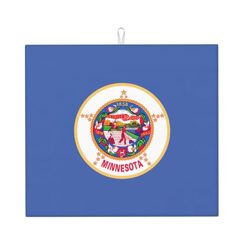 Minnesota State Flag Print saugfähige Küchen-Trockenmatte mit Aufhängeschlaufe für Theken und Displays dekorativ von FKGKDF