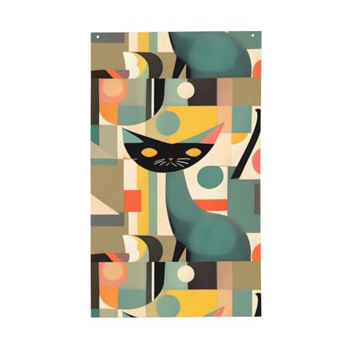 Mitte des Jahrhunderts Moderne Kunst Katze Druck Dekorative Gartenflagge Polyester Lebendiger Druck Bereit Für Urlaub & Party von FKGKDF