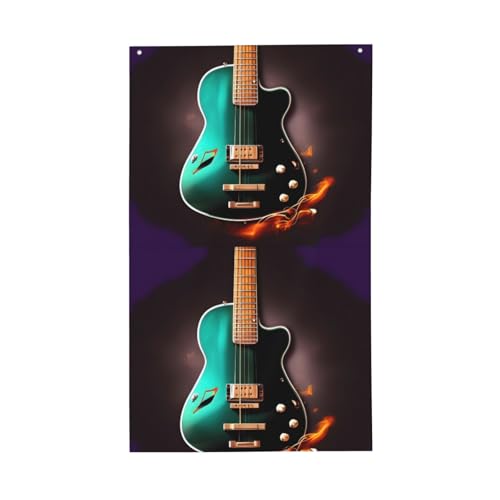 Musikgrüne Gitarre Druck Dekorative Gartenflagge Polyester Lebendiger Druck Bereit für Feiertage & Partys von FKGKDF