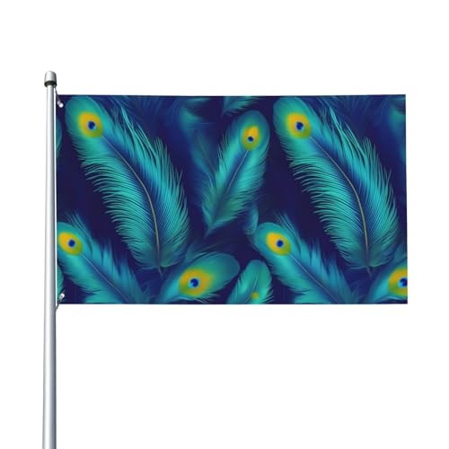 Pfauenflagge, Vogelfedern, Druck, Outdoor-Flagge, für Terrasse, Rasen, Party-Dekoration, zeigen Sie stolz Ihren Stil Pfauenflagge, Vogelfedern, Druck, Outdoor-Flagge, für Terrasse, Rasen, Party-Dekoration, zeigen Sie stolz Ihren Stil von FKGKDF