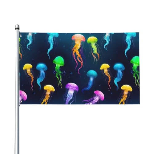 Quallen-Ozean-Druck, Outdoor-Flagge, für Terrasse, Rasen, Party-Dekoration, zeigen Sie stolz Ihren Stil von FKGKDF