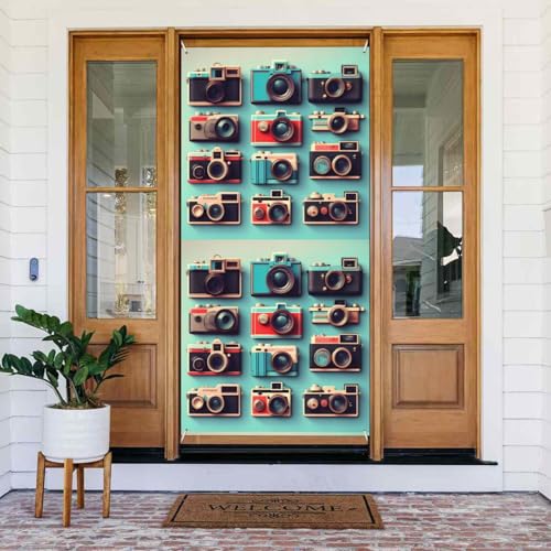 Retro Coole Kamera Sammlung Druck Tür Abdeckung Banner Wiederverwendbare Urlaub Dekor für Halloween Weihnachten Party Retro Coole Kamera Sammlung Druck Tür Abdeckung Banner Wiederverwendbare Urlaub Dekor für Halloween Weihnachten Party von FKGKDF