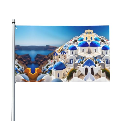 Santorini Griechische Insel mit Meerblick-Druck, Outdoor-Flagge, für Terrasse, Rasen, Party-Dekoration, zeigen Sie stolz Ihren Stil von FKGKDF