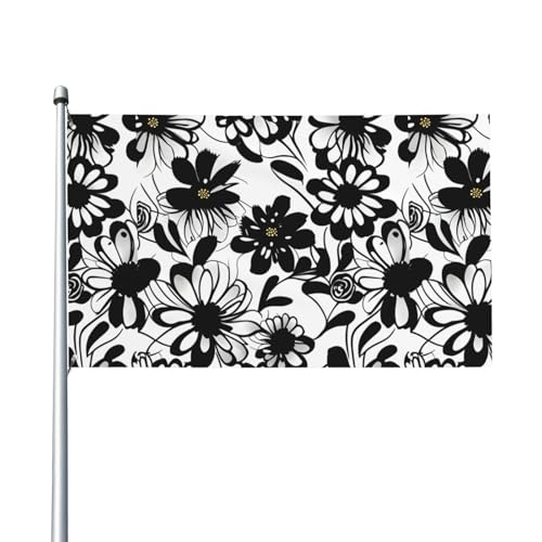 Schwarz-weiße Blumen-Flagge für Terrasse, Rasen, Party-Dekoration, zeigen Sie stolz Ihren Stil von FKGKDF