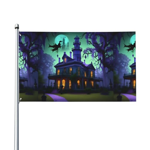 Schwarze Flagge mit Spukhaus-Druck, für Terrasse, Rasen, Party-Dekoration, zeigen Sie stolz Ihren Stil Schwarze Flagge mit Spukhaus-Druck, für Terrasse, Rasen, Party-Dekoration, zeigen Sie stolz Ihren Stil von FKGKDF