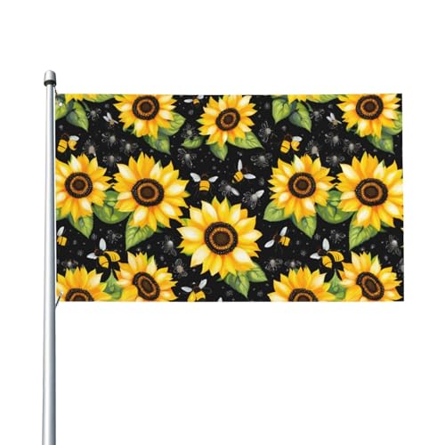 Sonnenblumen-Bienen-Druck Outdoor-Flagge, für Terrasse, Rasen, Party-Dekoration, zeigen Sie stolz Ihren Stil von FKGKDF
