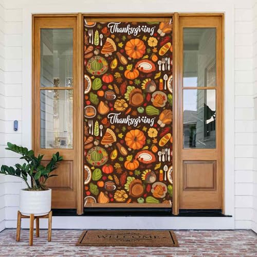 Thanksgiving-Druck Türabdeckung Banner, wiederverwendbare Feiertagsdekoration für Halloween, Weihnachten, Partys von FKGKDF
