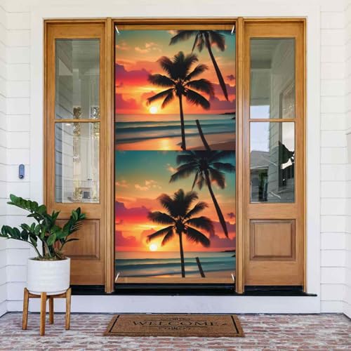 Tropischer Strand Palme Druck Tür Abdeckung Banner Wiederverwendbare Urlaub Dekor für Halloween Weihnachten Partys Tropischer Strand Palme Druck Tür Abdeckung Banner Wiederverwendbare Urlaub Dekor für Halloween Weihnachten Partys von FKGKDF