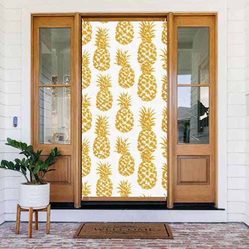 Türabdeckung mit goldenem Ananas-Druck, wiederverwendbar, Urlaubsdekoration für Halloween, Weihnachten, Partys von FKGKDF