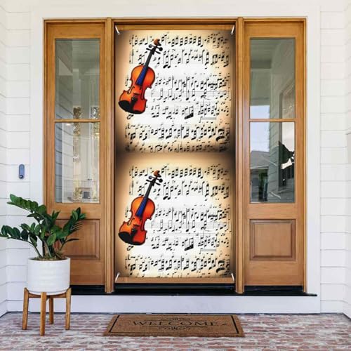Violine Notenblatt Druck Tür Abdeckung Banner Wiederverwendbare Urlaub Dekor für Halloween Weihnachten Partys von FKGKDF