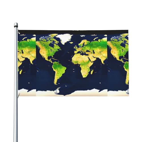 Weltkarten-Druck Outdoor-Flagge, für Terrasse, Rasen, Party-Dekoration, zeigen Sie stolz Ihren Stil von FKGKDF
