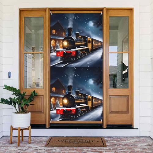 Winter Weihnachten Schnee Nacht Eisenbahn Zug Druck Tür Abdeckung Banner Wiederverwendbare Urlaub Dekor für Halloween Weihnachten Partys Winter Weihnachten Schnee Nacht Eisenbahn Zug Druck Tür Abdeckung Banner Wiederverwendbare Urlaub Dekor für Halloween Weihnachten Partys von FKGKDF