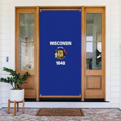 Wisconsin State Flag Print Türabdeckung Banner, wiederverwendbare Urlaubsdekoration für Halloween, Weihnachten, Partys Wisconsin State Flag Print Türabdeckung Banner, wiederverwendbare Urlaubsdekoration für Halloween, Weihnachten, Partys von FKGKDF