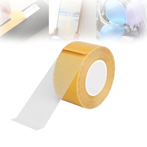 FKGQWZETK Hochleistungsfähiges, hochviskoses doppelseitiges Gitterband aus Gewebefasermaterial mit extrem starker Haftung, geeignet für die Befestigung von Wänden, Glas, Teppichen und Holzarbeiten. von FKGQWZETK