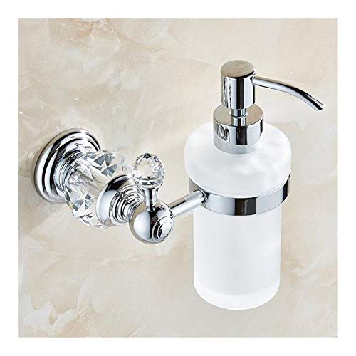 FKJLUN Seifenspender für Badezimmer Europa Messing Kristallseifenspender Antike Mattglas-Behälter Flasche mit Silber-Finish Badprodukte Flüssigseifen-Spender (Color : White) von FKJLUN