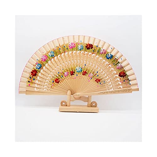 Faltfächer Handfächer Klassischer bunter Faltlüfter Europäischer Stil Spanischer Holz-Tanzfan Hand-Gemalte Fächer Cheongsam Matching Fan Craft-Geschenke Faltfächer für Damen Geschenke (Color : F) von FKJLUN