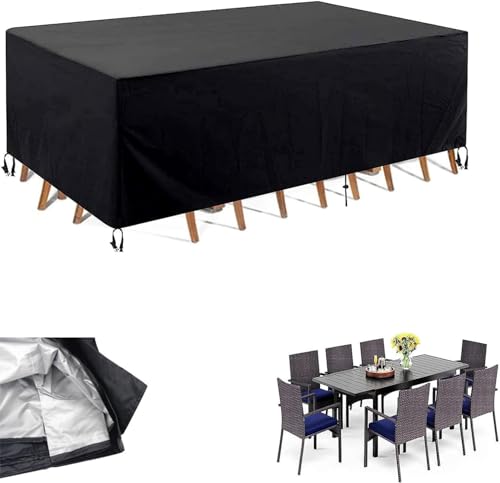 FKKJPJ Tischplatten Abdeckung Gartenmöbel,145x135x75cm 420D Oxford Gewebe Schutzhülle für Gartenmöbel Gartentisch Sitzgruppe, Rechteckig von FKKJPJ