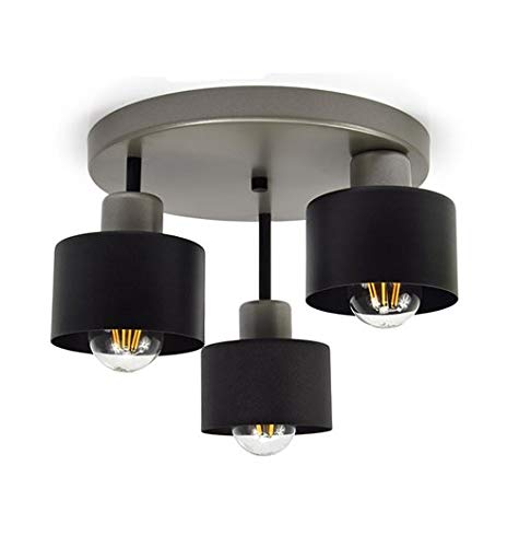 Deckenlampe | Schwarz Kupfer | 3-flammig | Lampe 3 x E27 | 230V | Retro Design | 382-e3 Skandi (Grau) von FKL DESIGN Home Deco