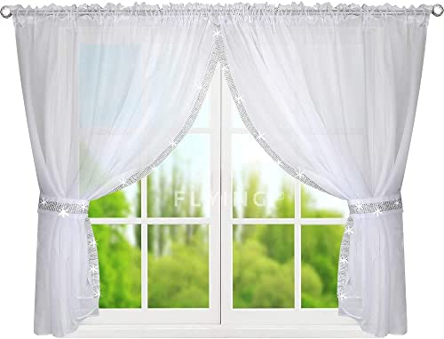 Balkongardine aus Voile Designgardine Schöne Küche-Gardine mit Kräuselband und Zirkonia 250 x 400 cm LB-248-B Balkongardine aus Voile Designgardine Schöne Küche-Gardine mit Kräuselband und Zirkonia 250 x 400 cm LB-248-B von FKL DESIGN Home Deco