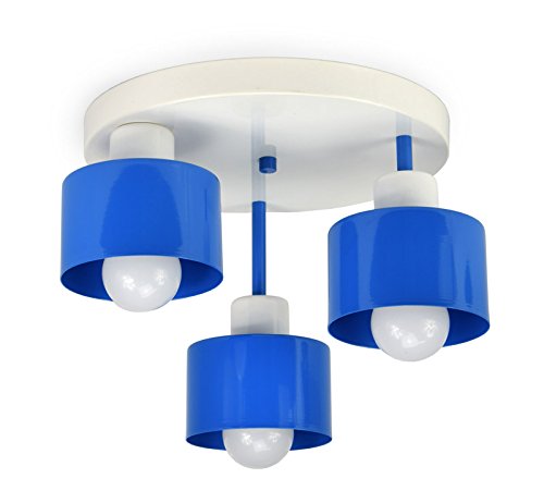FKL DESIGN Home Deco Deckenlampe Deckenleuchte 3 flammig Kinderlampe 382-E3-K Skandi (Blau-Weiß) von FKL DESIGN Home Deco