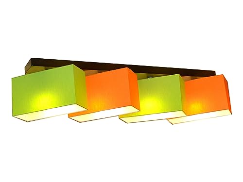 FKL DESIGN Home Deco Deckenlampe Deckenleuchte Milano B4DL Lampe Leuchte 4 flammig verschiedene Varianten (Grün-Orange) von FKL DESIGN Home Deco