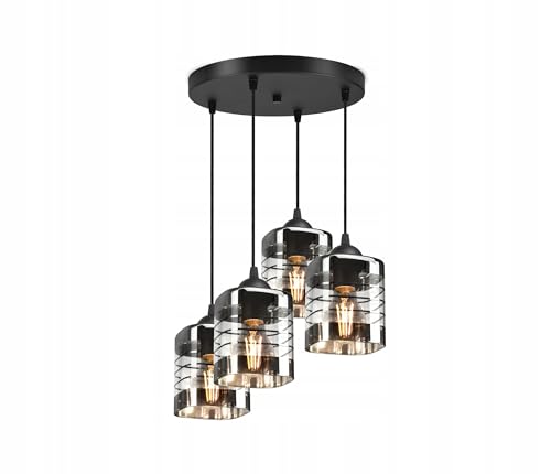 FKL DESIGN Home Deco Deckenlampe Pendellampe Hängelampe Wandlampe 4 x E27 Leuchte Pendelleuchte Kugel Schwarz Kupfer Transparent 923 von FKL DESIGN Home Deco