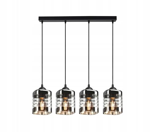 FKL DESIGN Home Deco Deckenlampe Pendellampe Hängelampe Wandlampe 4 x E27 Leuchte Pendelleuchte Kugel Schwarz Kupfer Transparent 923 von FKL DESIGN Home Deco