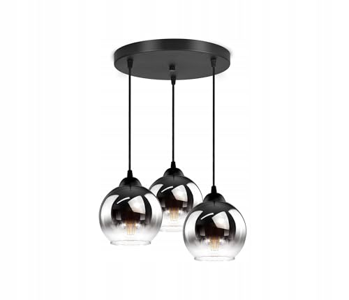 FKL DESIGN Home Deco Deckenlampe Pendellampe Hängelampe Wandlampe Tischlampe Leuchte Pendelleuchte Kugel Schwarz Kupfer Transparent 840 von FKL DESIGN Home Deco