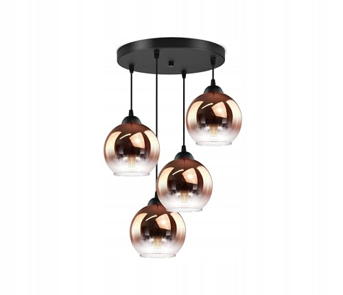 FKL DESIGN Home Deco Deckenlampe Pendellampe Hängelampe Wandlampe Tischlampe Leuchte Pendelleuchte Kugel Schwarz Kupfer Transparent 840 von FKL DESIGN Home Deco