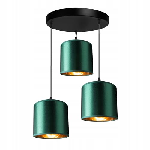 FKL DESIGN Home Deco Deckenlampe Schwarz Grün-Gold Rund Deckenleuchte industrial style, retro, vintage 3 flammmig Wohnzimmerlampe Industrie E27 Schlafzimmerlampe Inca von FKL DESIGN Home Deco
