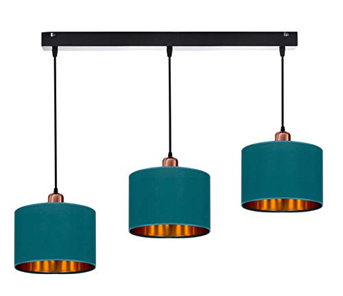 Home Deco Deckenlampe Türkis Lampe Leuchte Vintage Modern E27 Designerlauchte 3-flammig N230-H3 von FKL DESIGN Home Deco