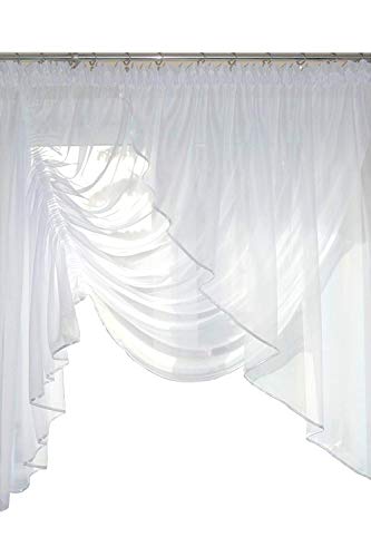 FKL DESIGN Home Deco Fertiggardine Fenstergardine aus Voile Schräge Links Schöne Gardine AG8 Modern (Schräge rechts) von FKL DESIGN Home Deco