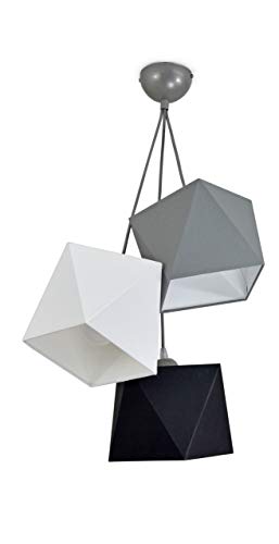 FKL DESIGN Home Deco Hängelampe Kinderlampe für Kinderzimmer schöne Hängeleuchte Metall verschiedene Varianten 299-H3 (Schwarz-Weiß-Grau) von FKL DESIGN Home Deco