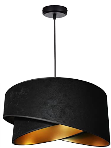 FKL DESIGN Home Deco – Pendelleuchte Esstisch – Hängeleuchten & Pendelleuchten – Deckenlampe Hängend – Lampenschirm Hängelampe- Esszimmerlampe - Wohnzimmer - Küchenlampe - Schwarz - E27, Serie TAD31 von FKL DESIGN Home Deco