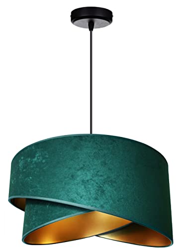 FKL DESIGN Home Deco – Pendelleuchte Esstisch – Hängeleuchten & Pendelleuchten – Deckenlampe Hängend – Lampenschirm Hängelampe- Esszimmerlampe, Wohnzimmer, Küchenlampe, Dunkelgrün - E27, Serie TAD31 von FKL DESIGN Home Deco